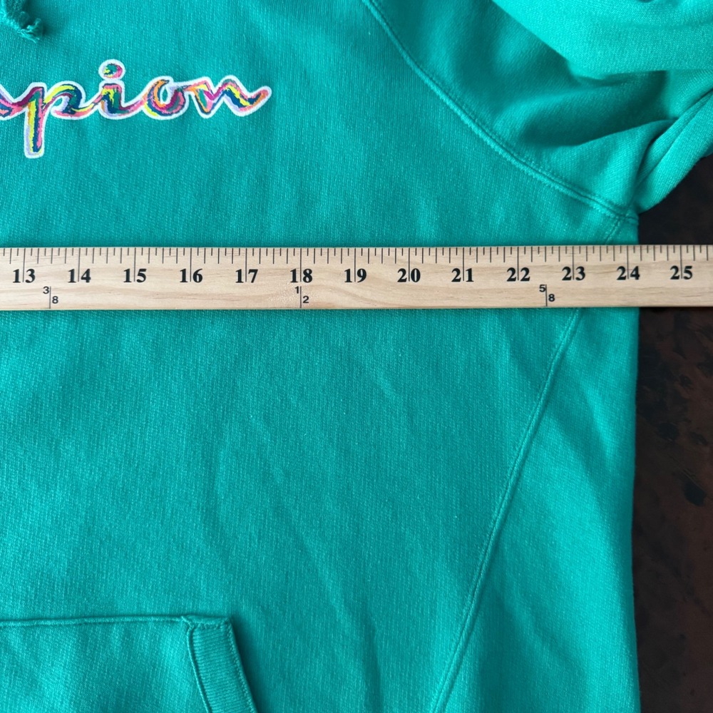 Champion Hoodie NWT Women 1X Green Colorful Script Logo Fleece Outdoor Pullover - Picture 9 of 11
